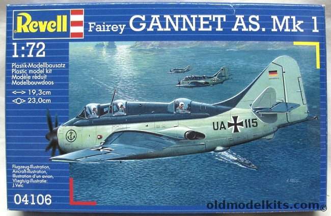 Revell 1/72 Fairey Gannet AS Mk.1 or Mk.4 - Marinefliegergeschwader 3 (MFG3) Bundesmarine Schleswig 1958 or  No. 847 NAS FAA Nicosia Cyprus 1957, 04016 plastic model kit